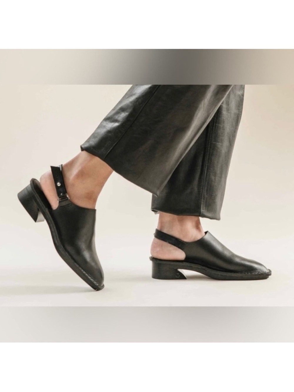 Hilos aurora genuine leather mule black size 8